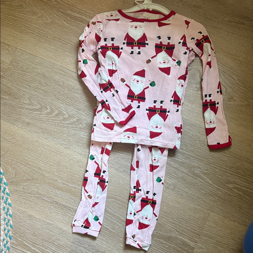 Santa Print Pink Toddler Pajamas